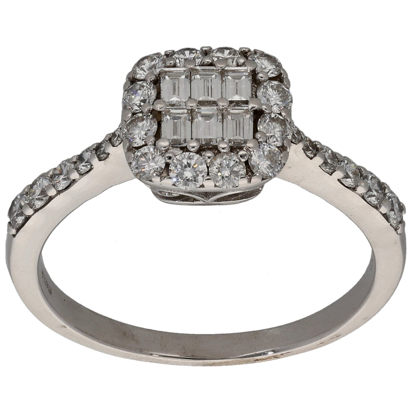 18ct White Gold 0.96ct Diamond Dress/Cocktail Ring Size P