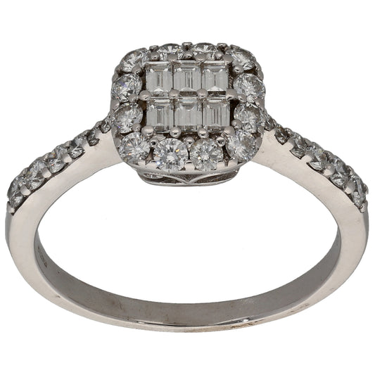 18ct White Gold 0.96ct Diamond Dress/Cocktail Ring Size P