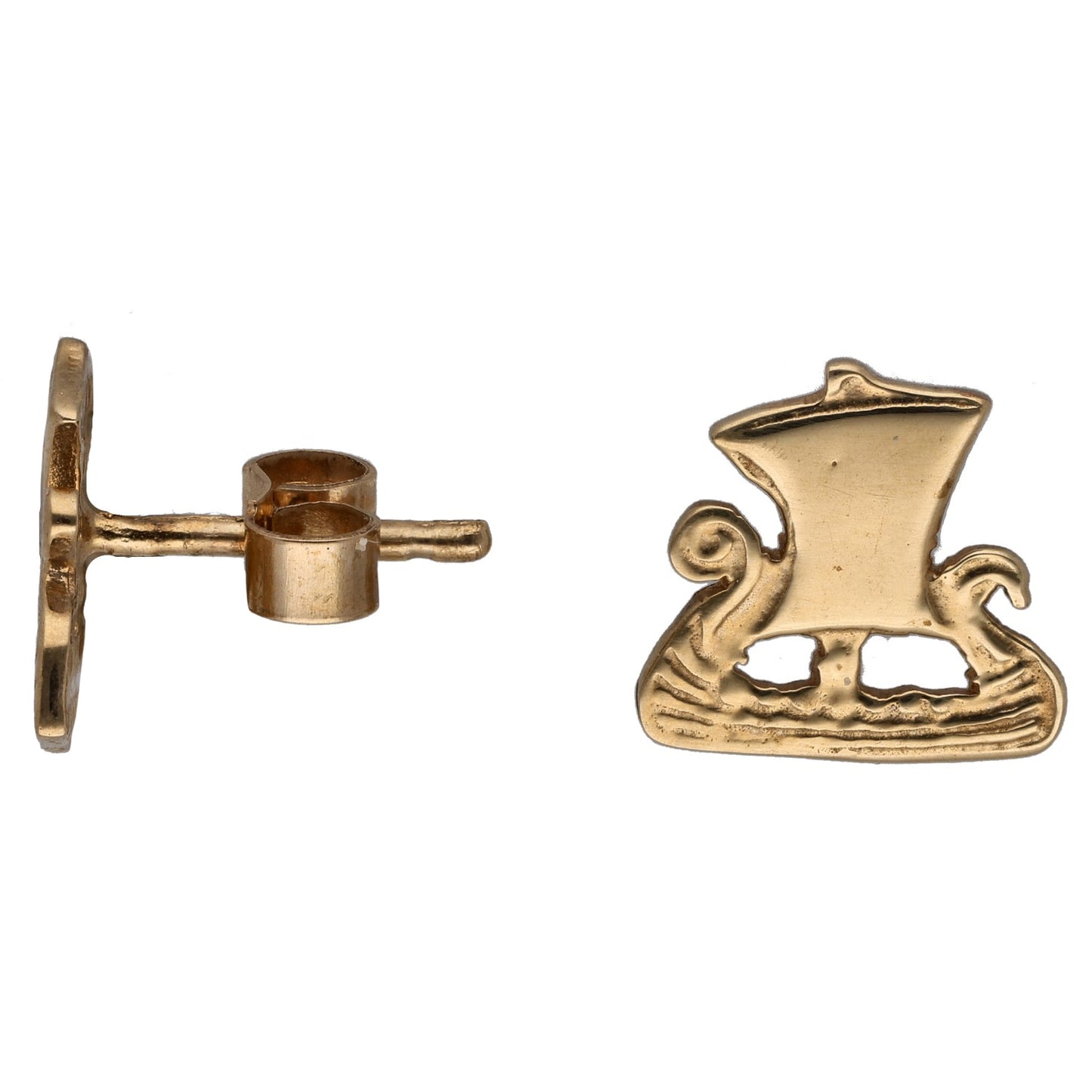 9ct Gold Viking Ship Stud Earrings
