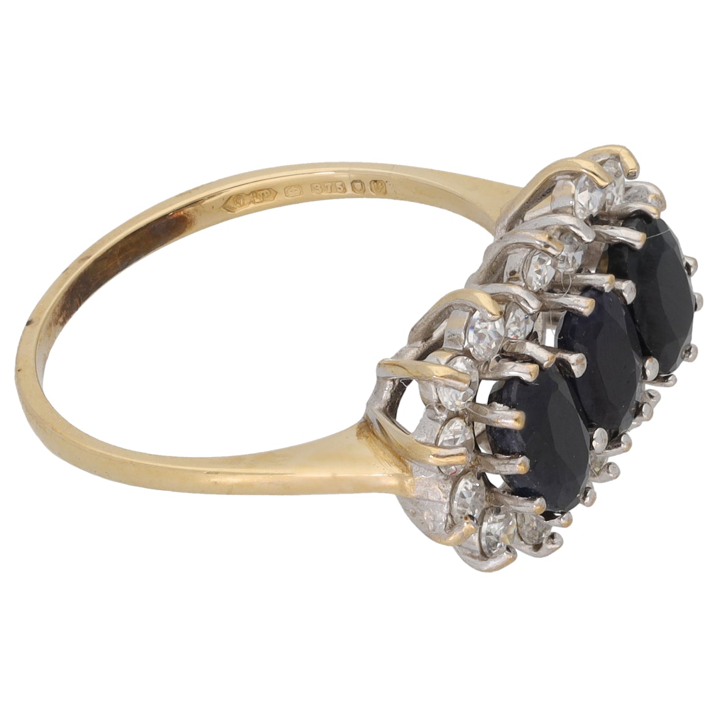 9ct Gold Sapphire & Cubic Zirconia Dress/Cocktail Ring Size M