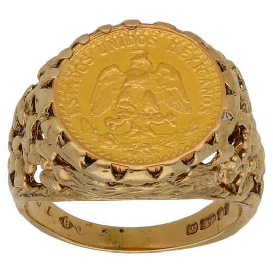9ct Gold 2 Pesos Coin Ring Size K