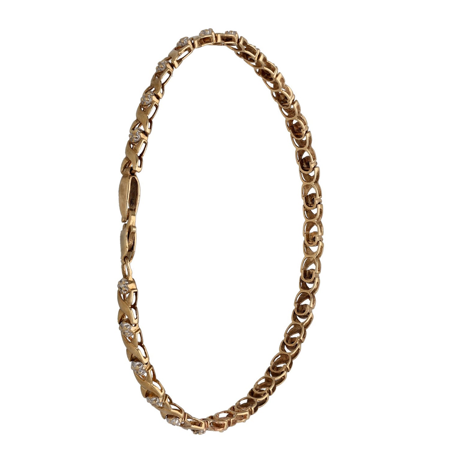 9ct Gold 0.06ct Diamond Fancy Stone Set Bracelet