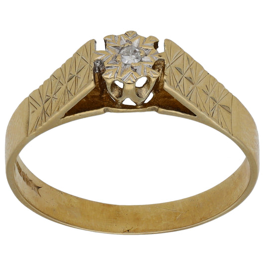 9ct Gold 0.02ct Diamond Solitaire Ring Size Q