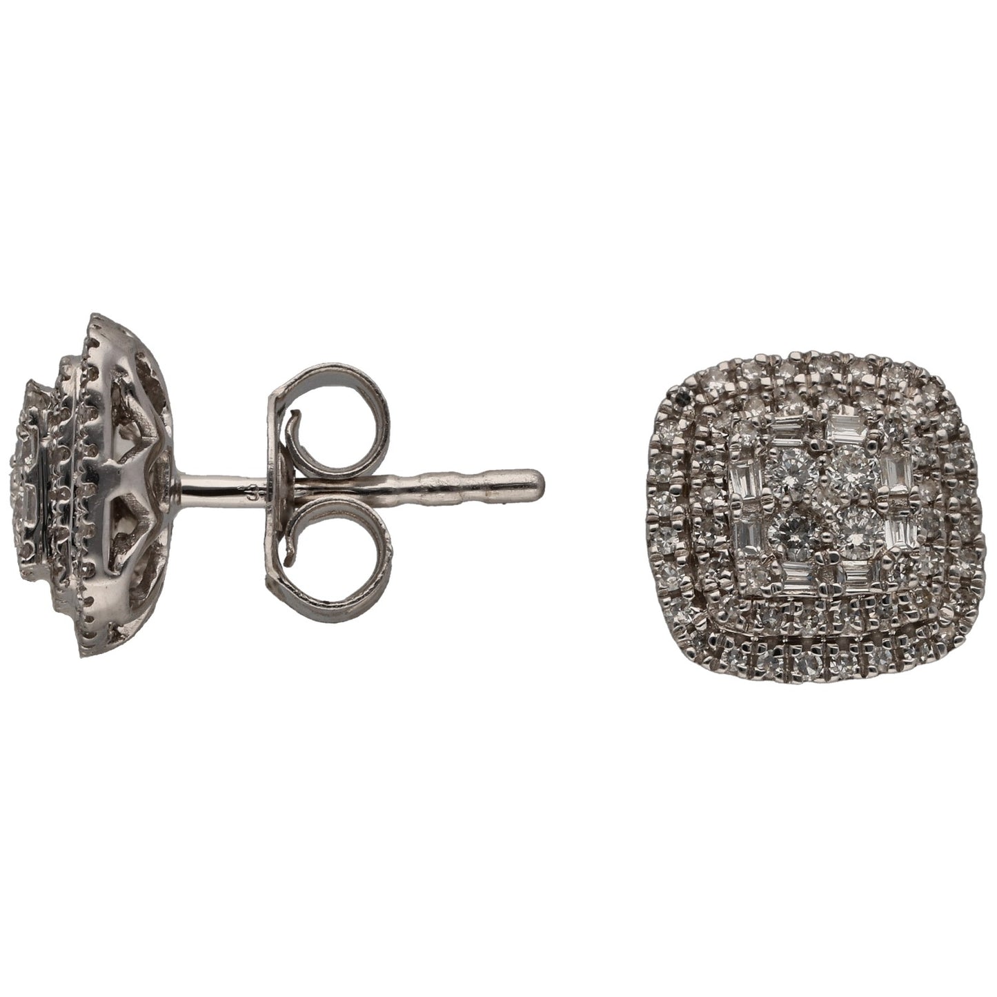 9ct White Gold 0.38ct Diamond Cluster Earrings