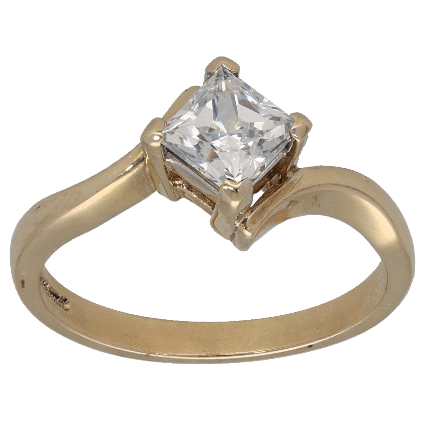 9ct Gold Cubic Zirconia Single Stone Ring Size M