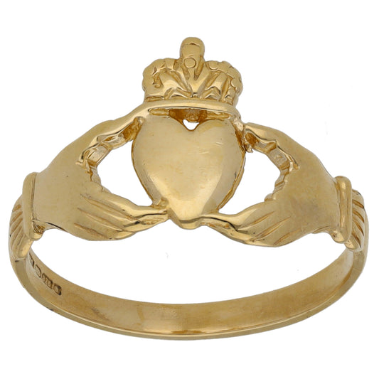 9ct Gold Claddagh Ring Size P