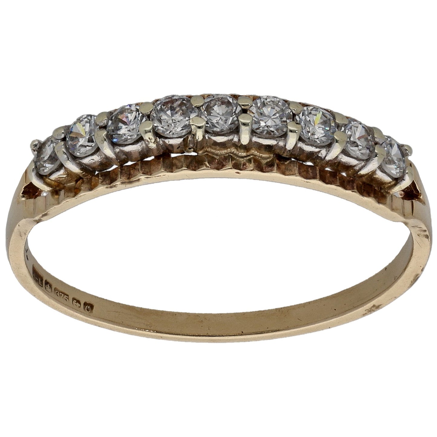 9ct Gold Cubic Zirconia Half Eternity Ring Size Q