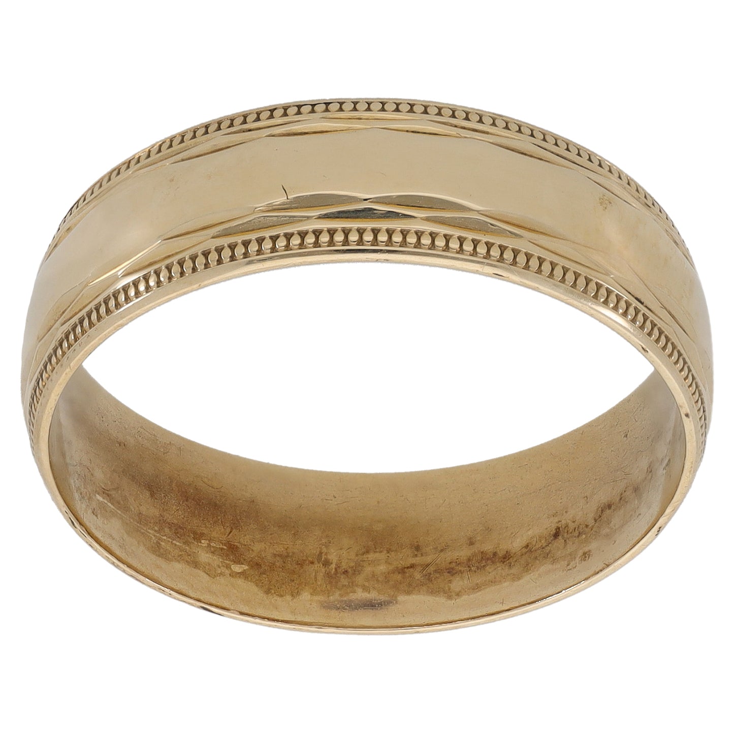 9ct Gold Patterned Wedding Ring Size T