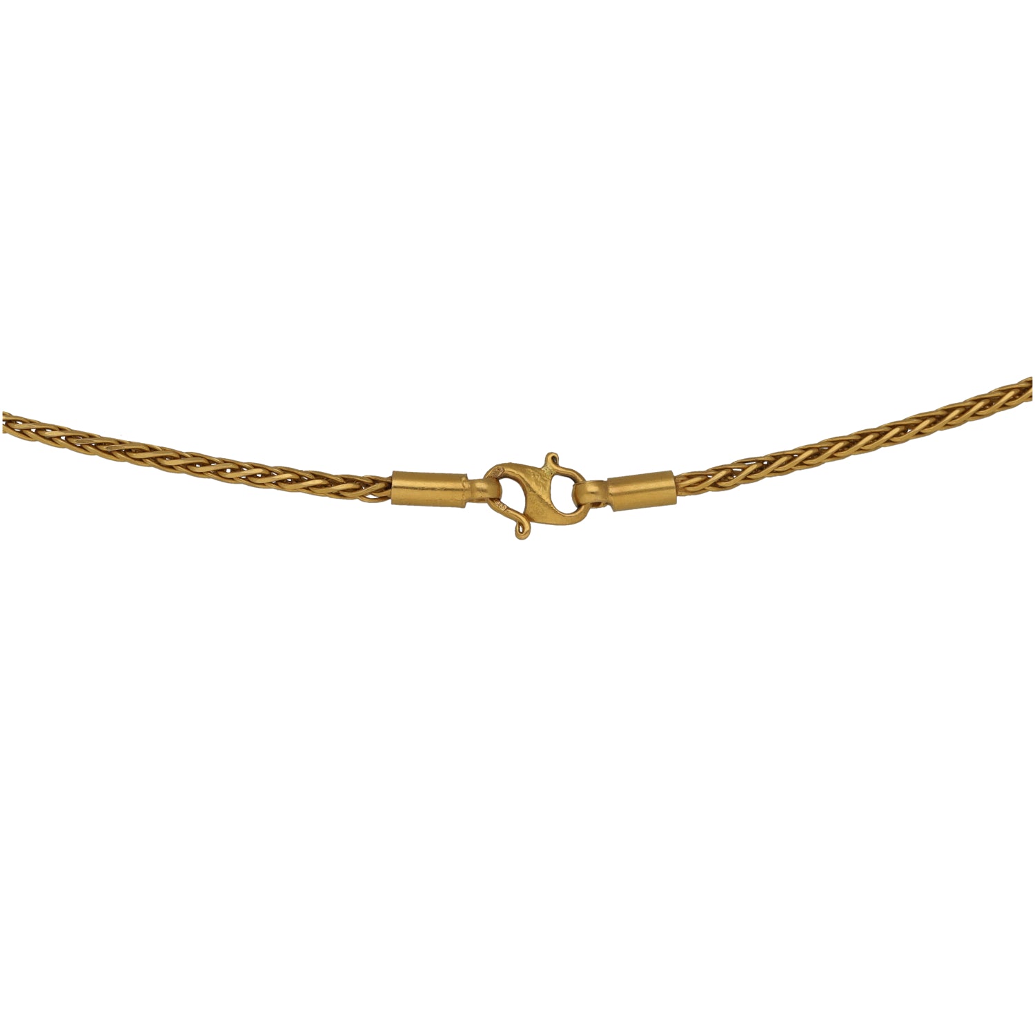 Gold rope-link chain necklace with lobster clasp and small ring