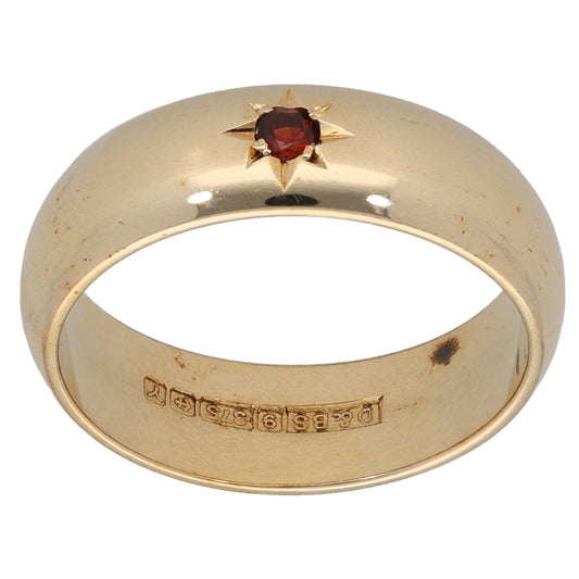 9ct Gold Garnet Wedding Ring Size N