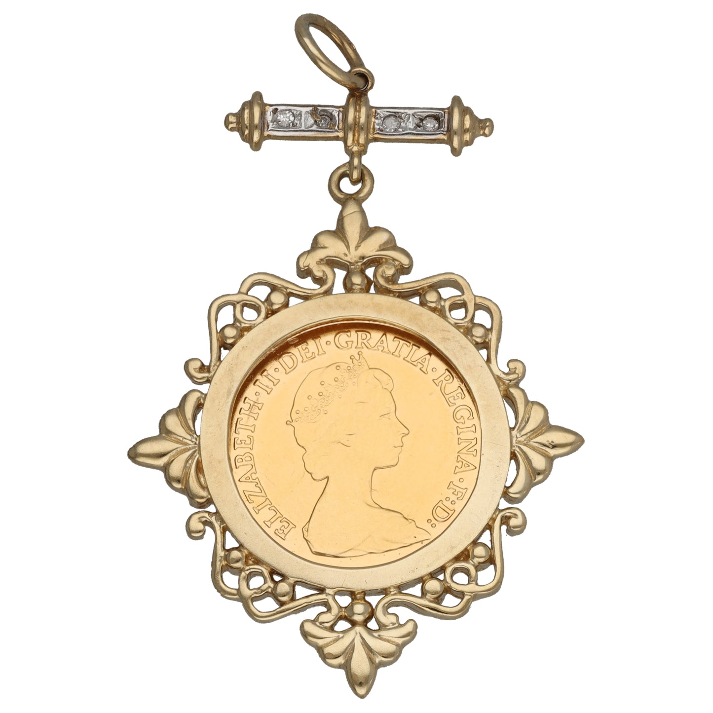 9ct Gold 0.01ct Diamond Coin Pendant