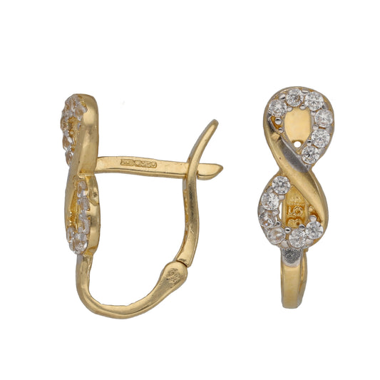 14ct Gold Cubic Zirconia Cluster Earrings
