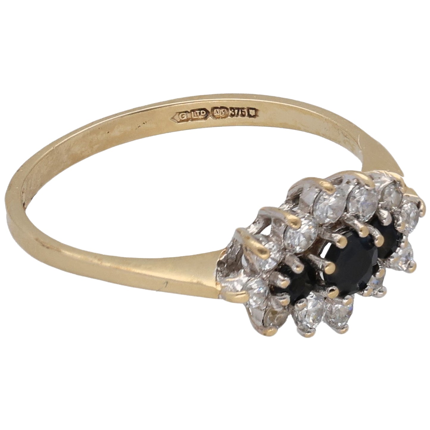9ct Gold Sapphire & Cubic Zirconia Dress/Cocktail Ring Size P