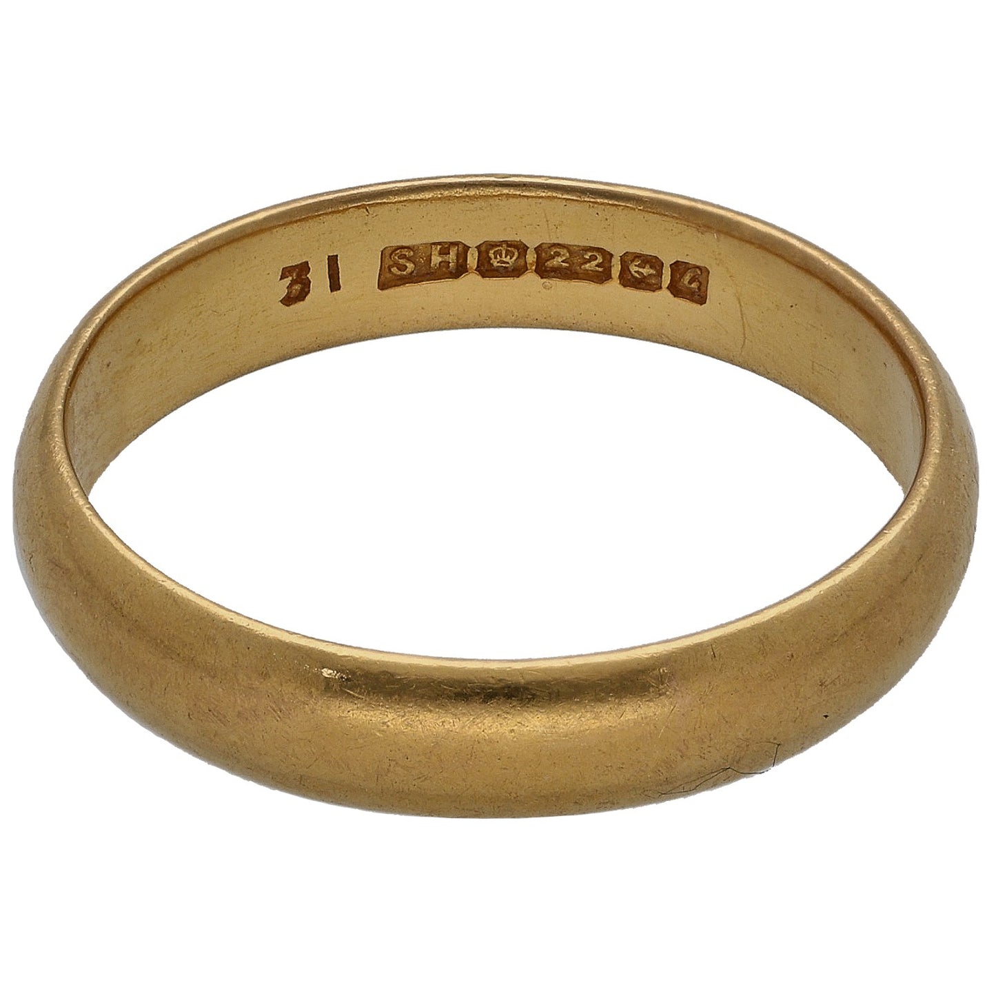 22ct Gold Plain Wedding Ring Size S