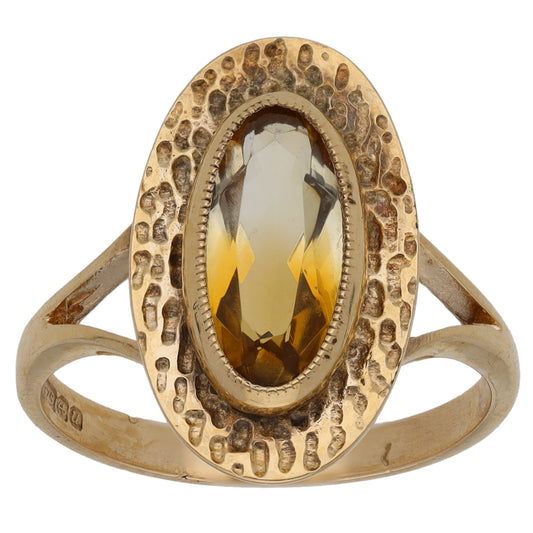 9ct Gold Citrine Single Stone Ring Size N