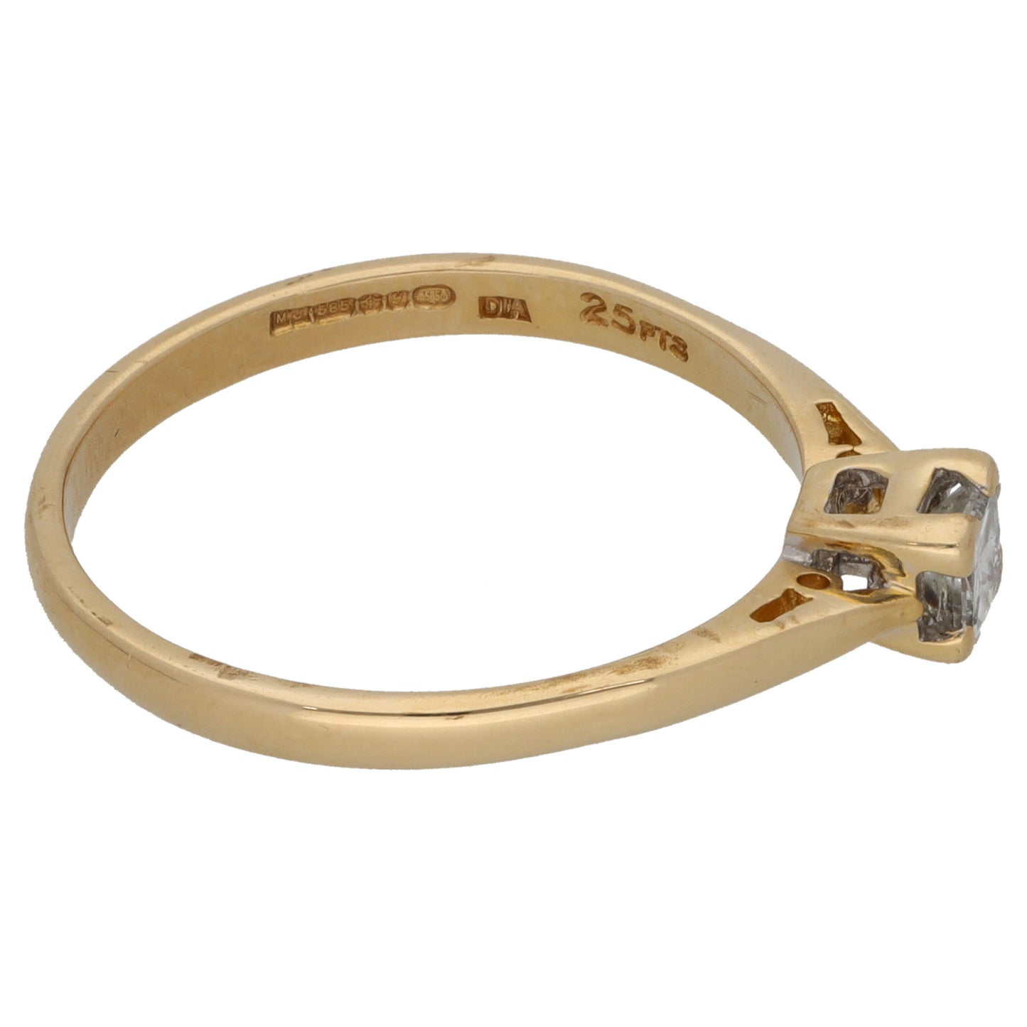 14ct Gold 0.25ct Diamond Solitaire Ring Size P
