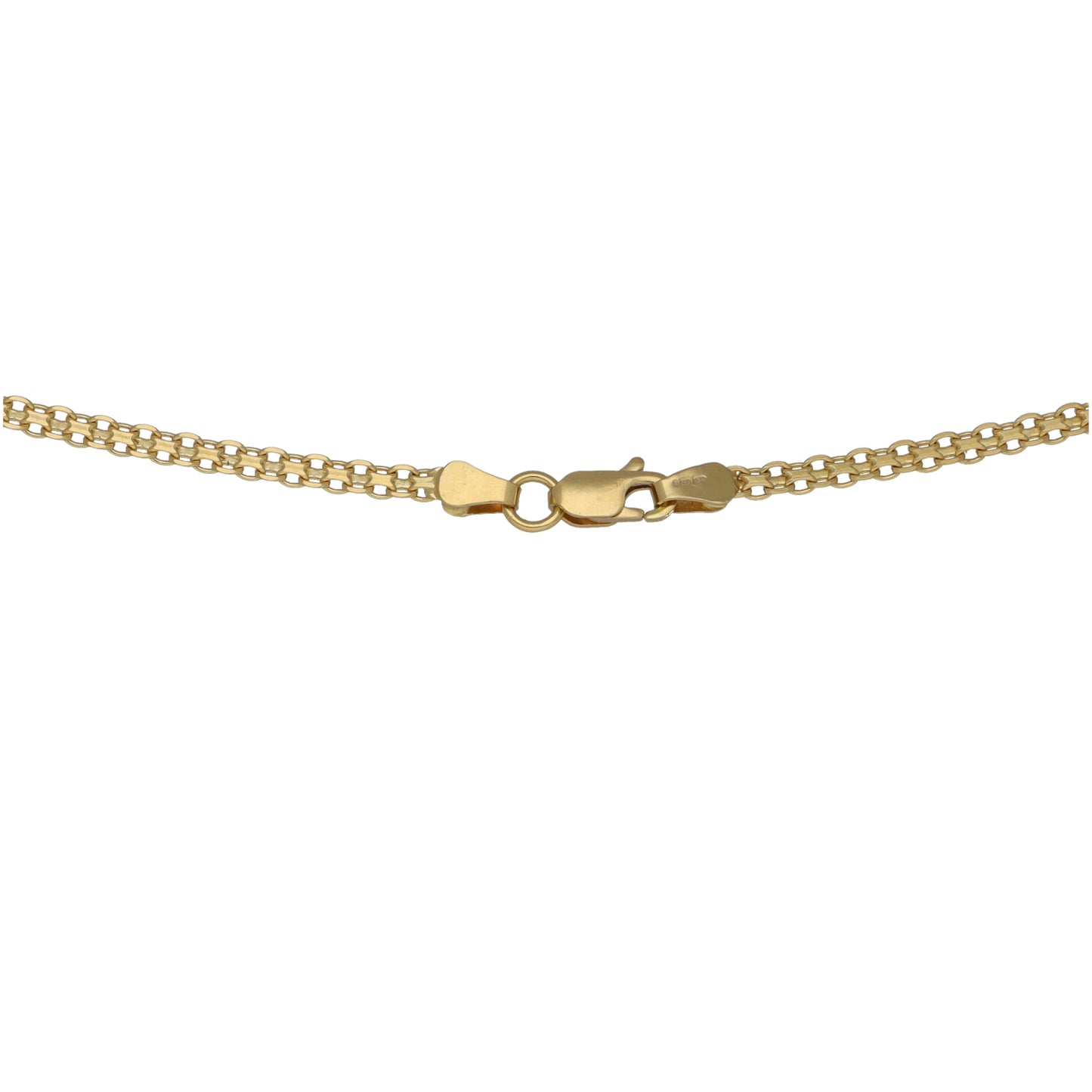 Gold-tone chain necklace with interlocking links and clasp closure detail
