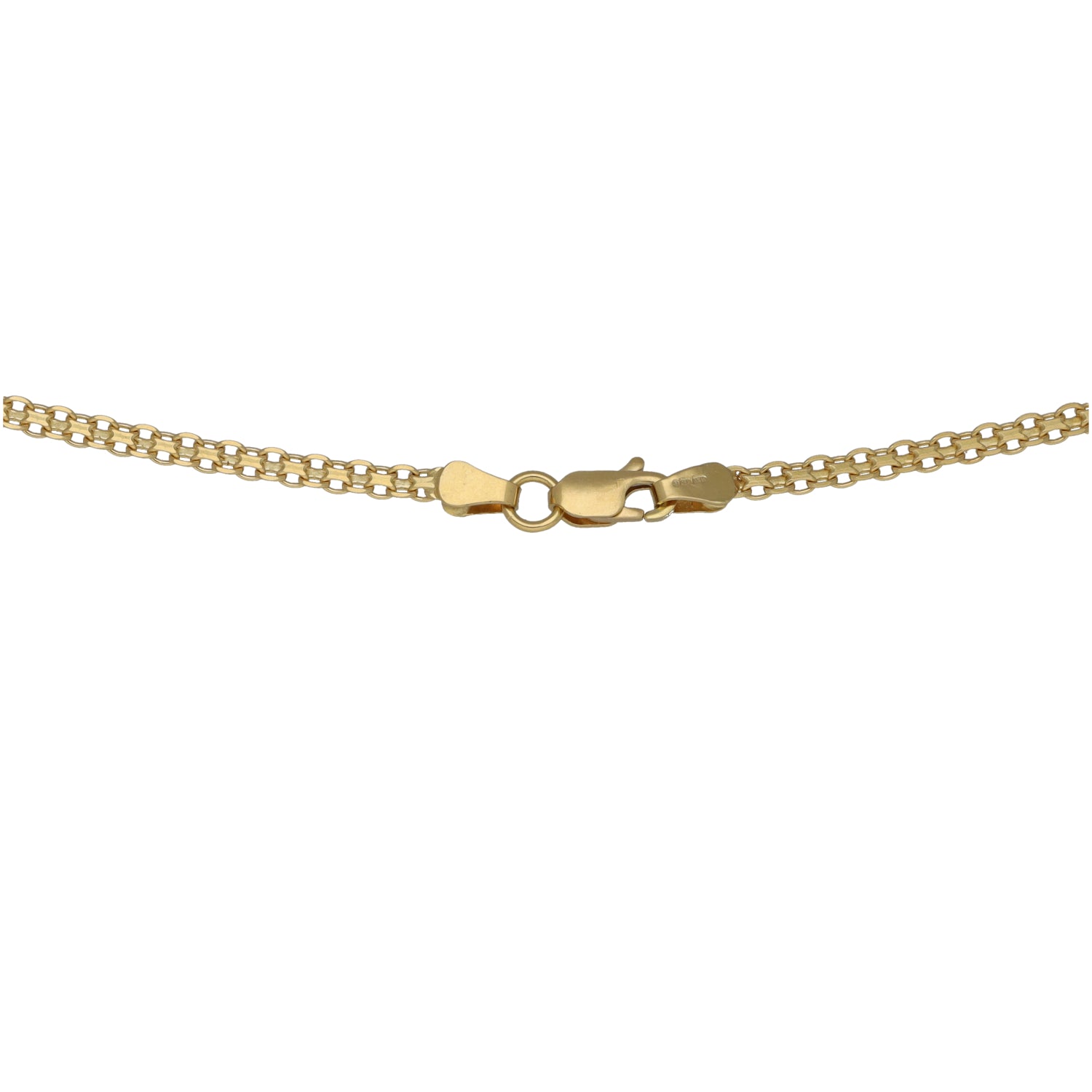 Gold-tone chain necklace with interlocking links and clasp closure detail