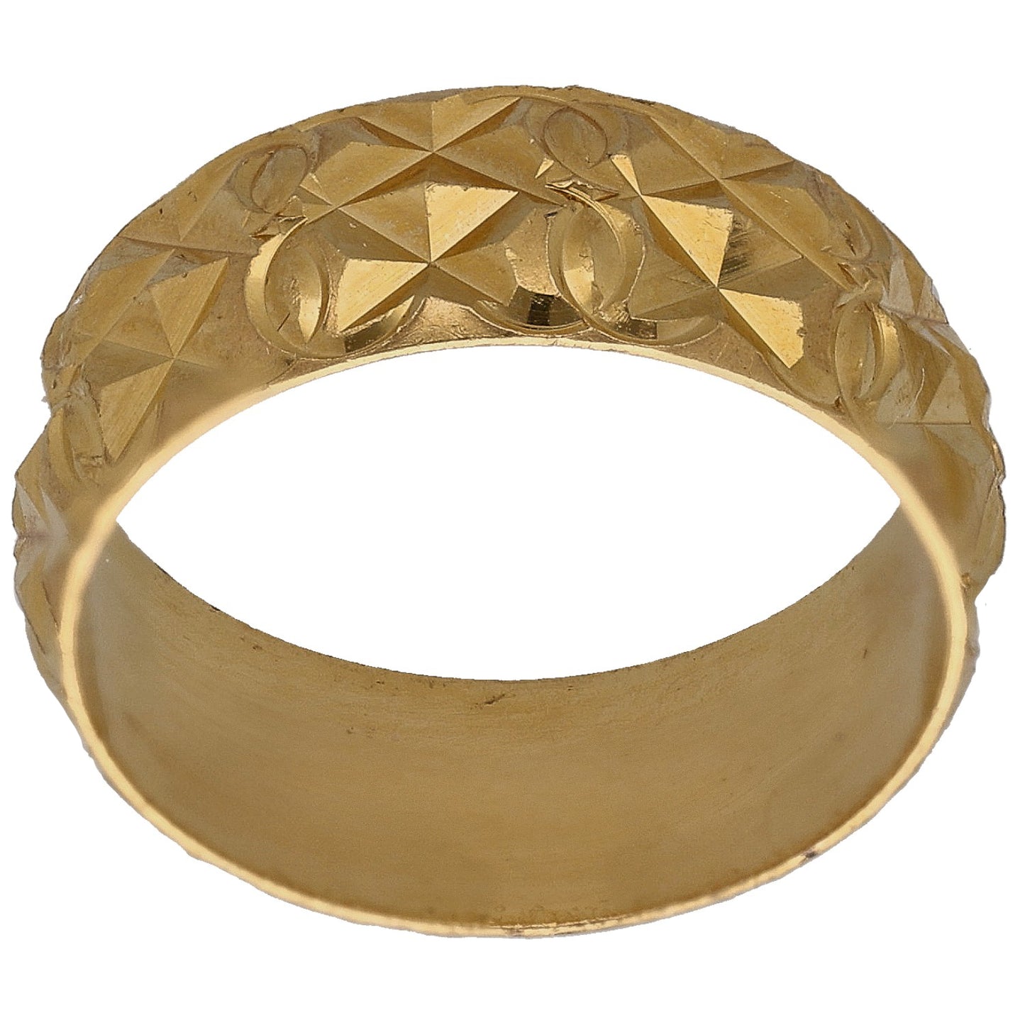 22ct Gold Patterned Wedding Ring Size P