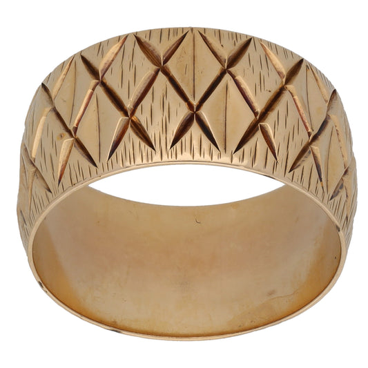 9ct Gold Patterned Wedding Ring Size N