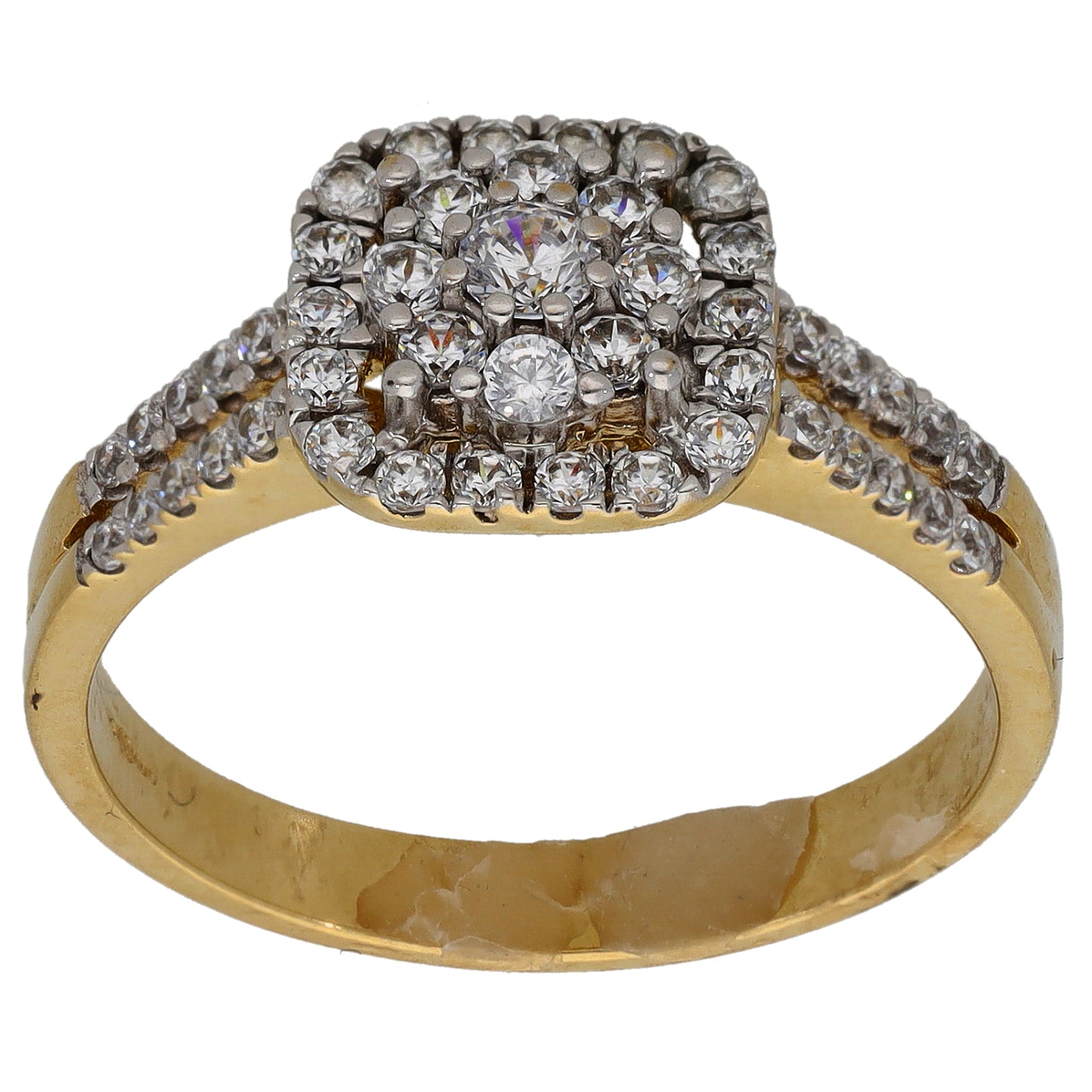 9ct Gold Cubic Zirconia Cluster Ring Size T