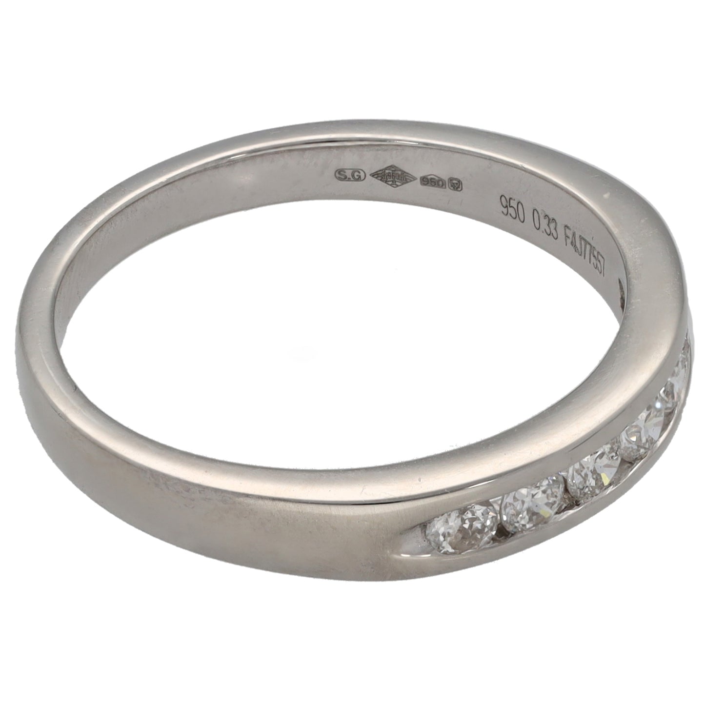 Platinum 0.33ct Diamond Half Eternity Ring Size P