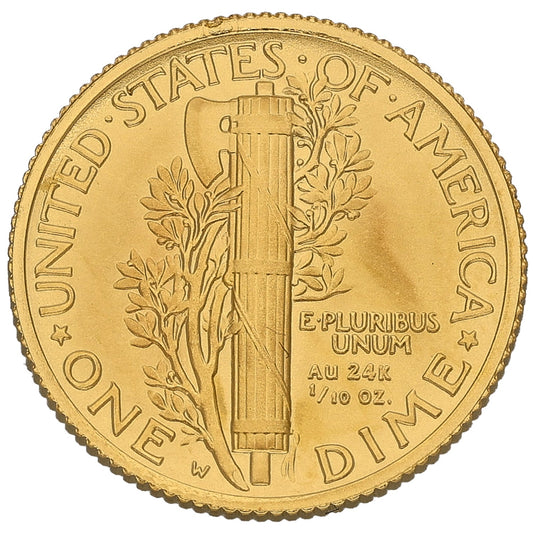 22ct Gold USA Liberty One Dime Coin 2016