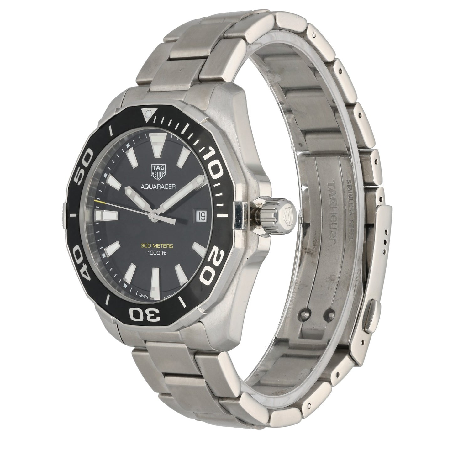 Tag Heuer Aquaracer WAY101A, black dial, stainless steel, link bracelet
