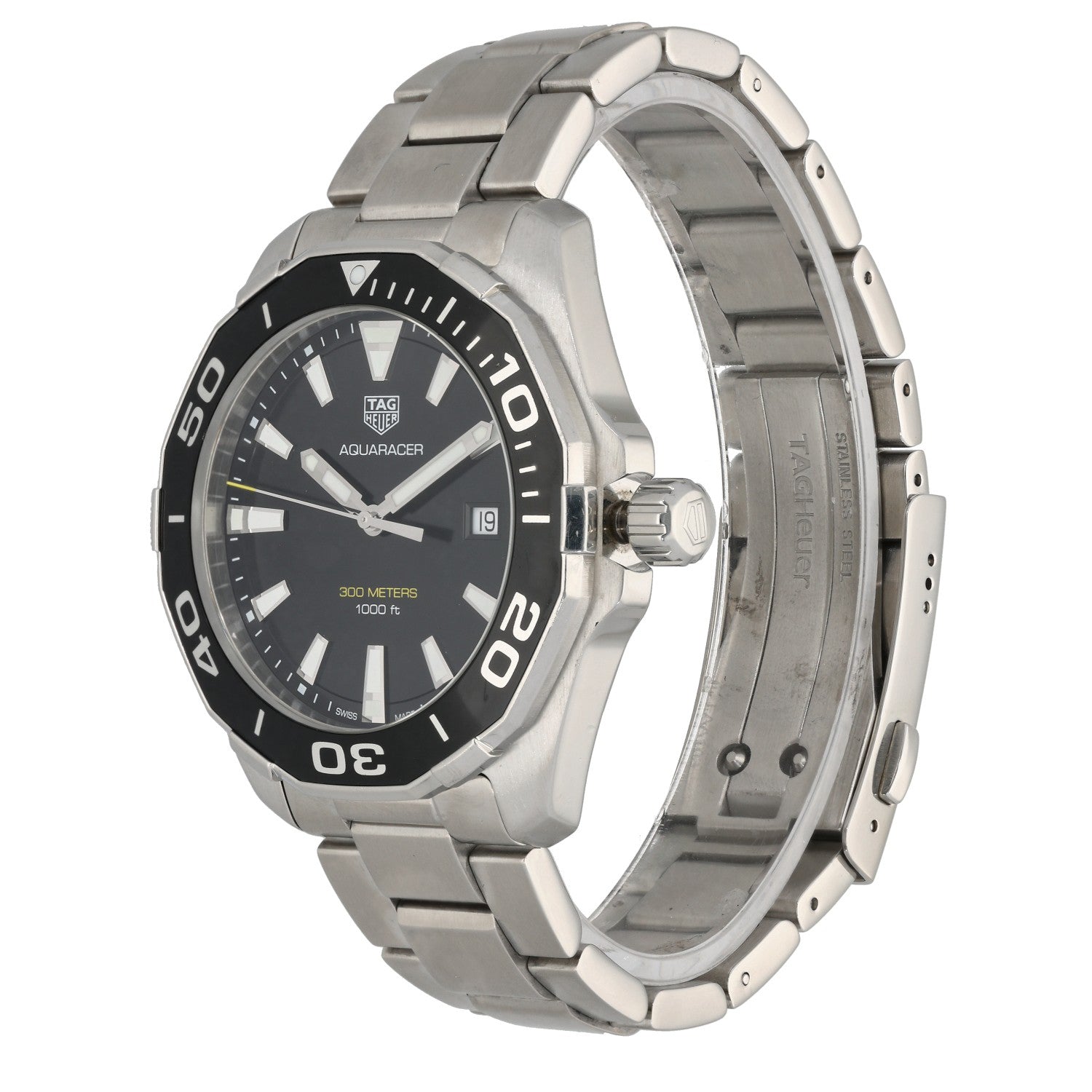 Tag Heuer Aquaracer WAY101A, black dial, stainless steel, link bracelet