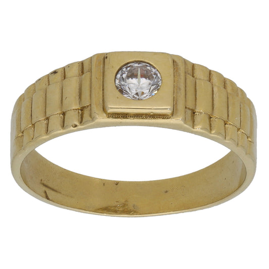 9ct Gold Cubic Zirconia Single Stone Ring Size O