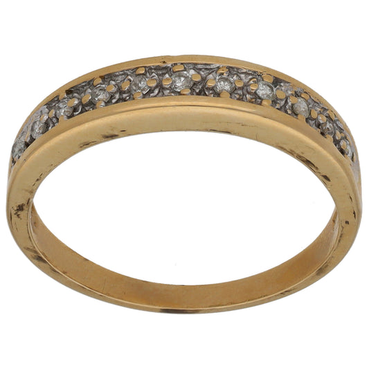 9ct Gold 0.05ct Diamond Half Eternity Ring Size O