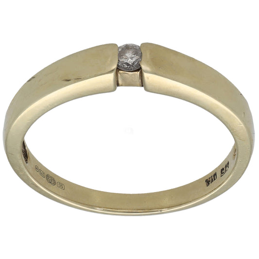 9ct Gold 0.07ct Diamond Solitaire Ring Size O