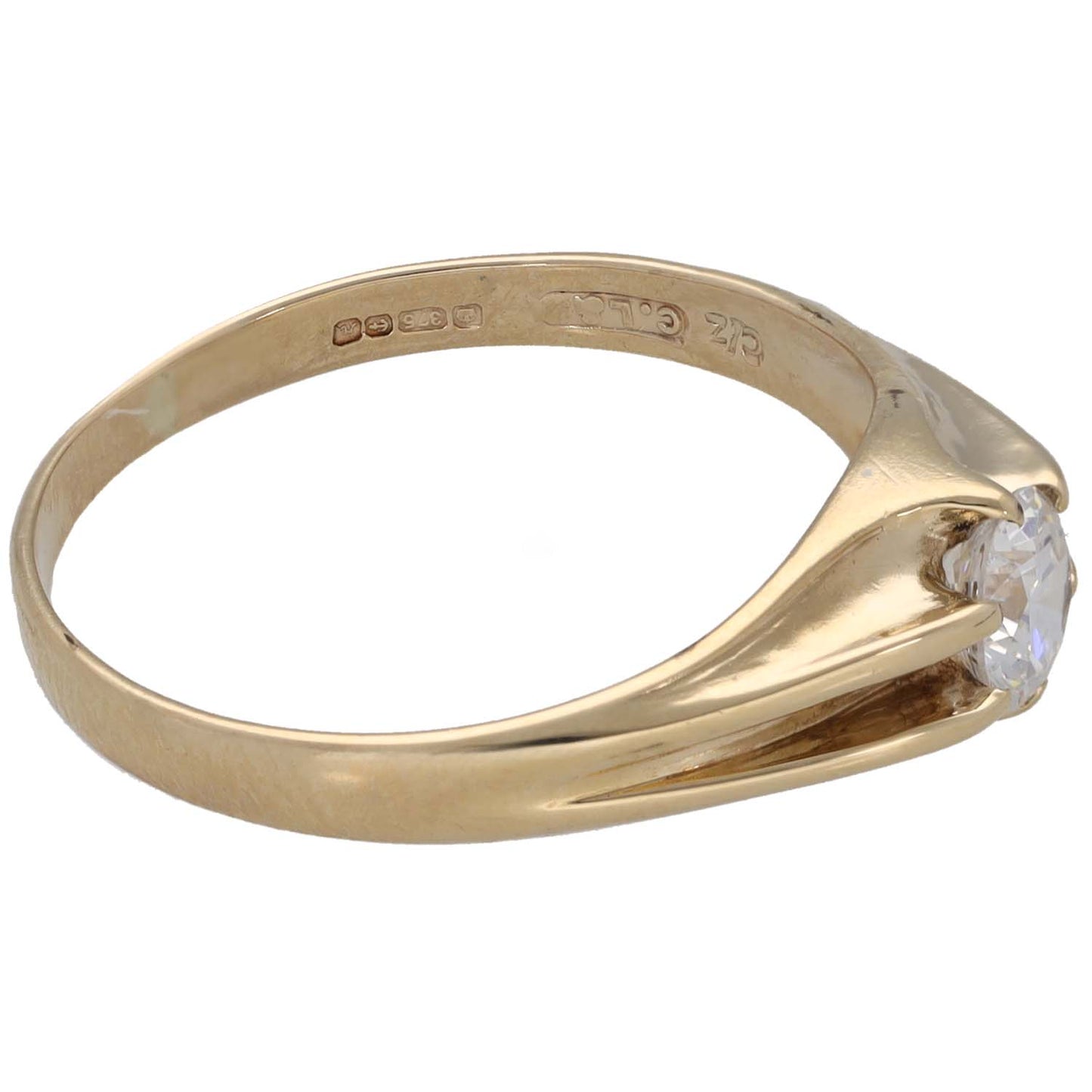 9ct Gold Cubic Zirconia Single Stone Ring Size S