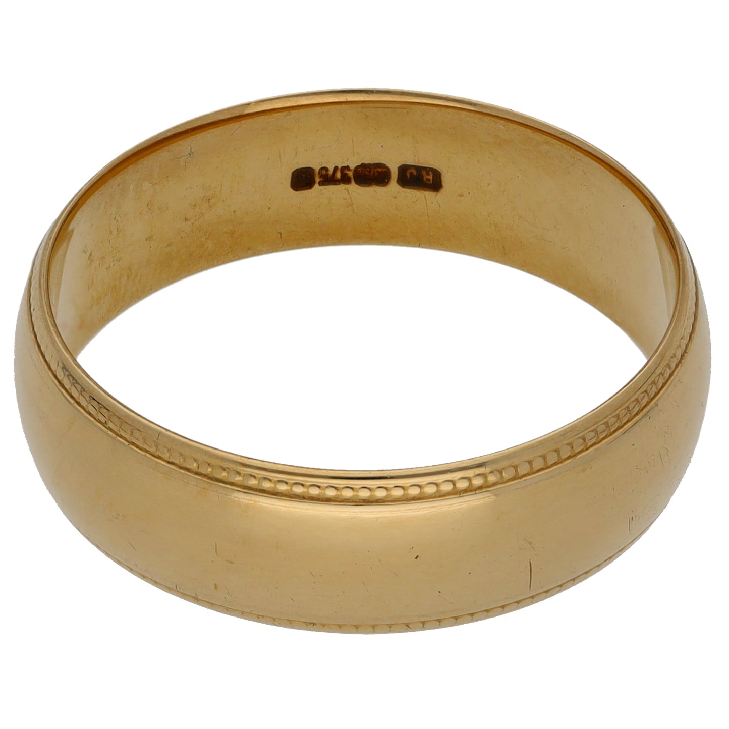 9ct Gold Patterned Wedding Ring Size R