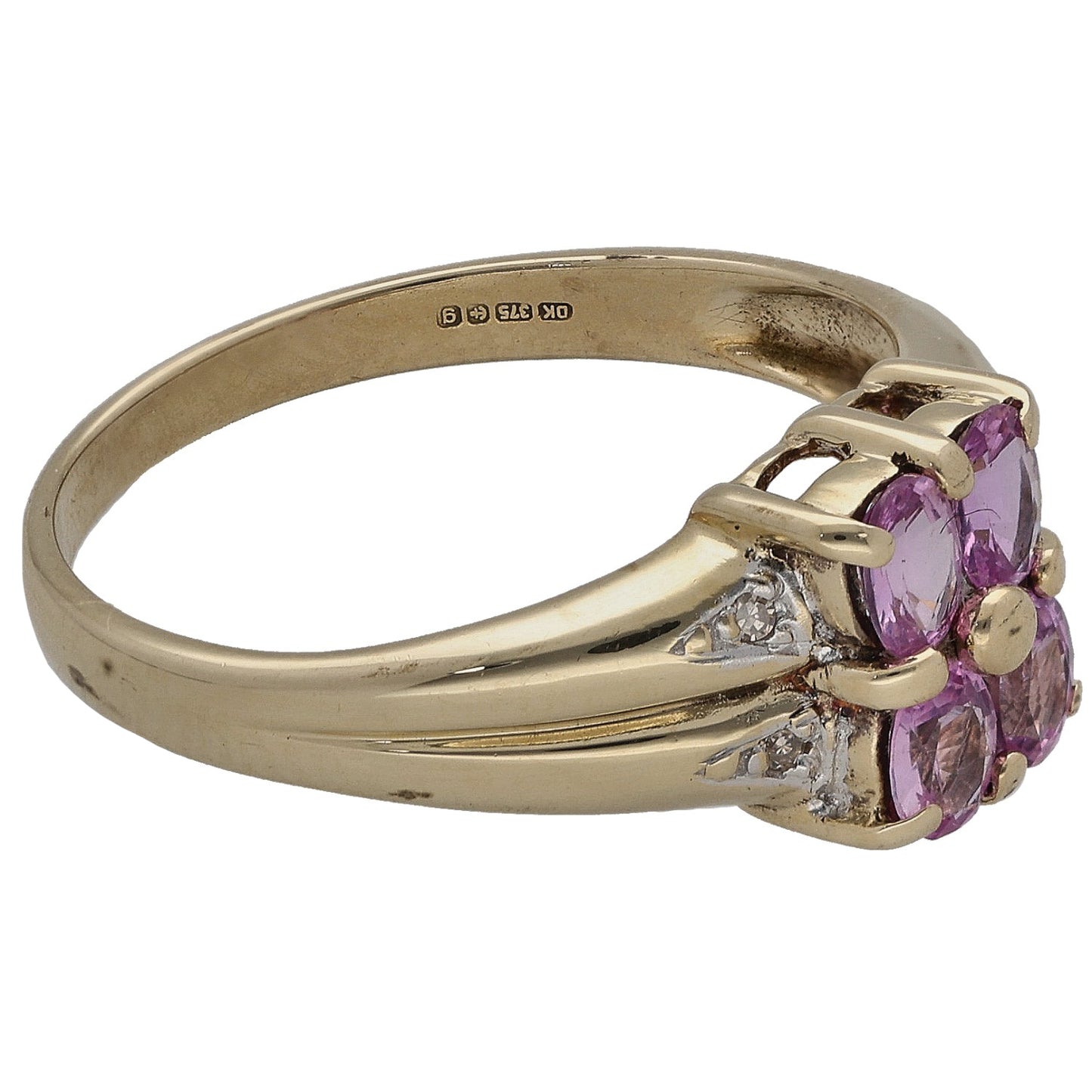 9ct Gold Sapphire & 0.02ct Diamond Dress/Cocktail Ring Size N