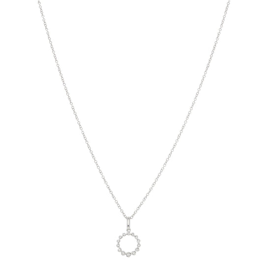 New 9ct White Gold Diamond Ribbon Pendant With Chain
