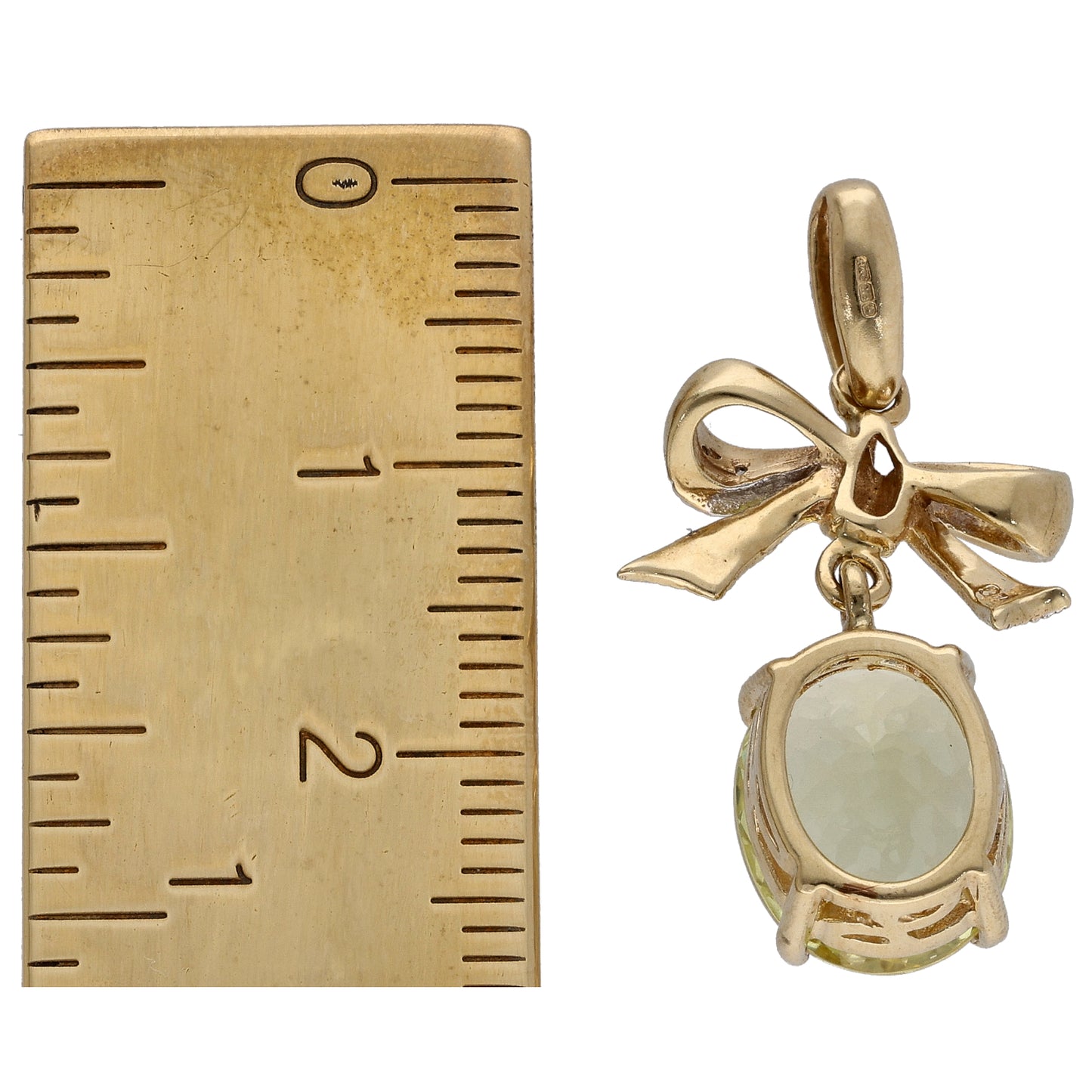 9ct Gold Quartz & 0.02ct Diamond Dress/Cocktail Pendant