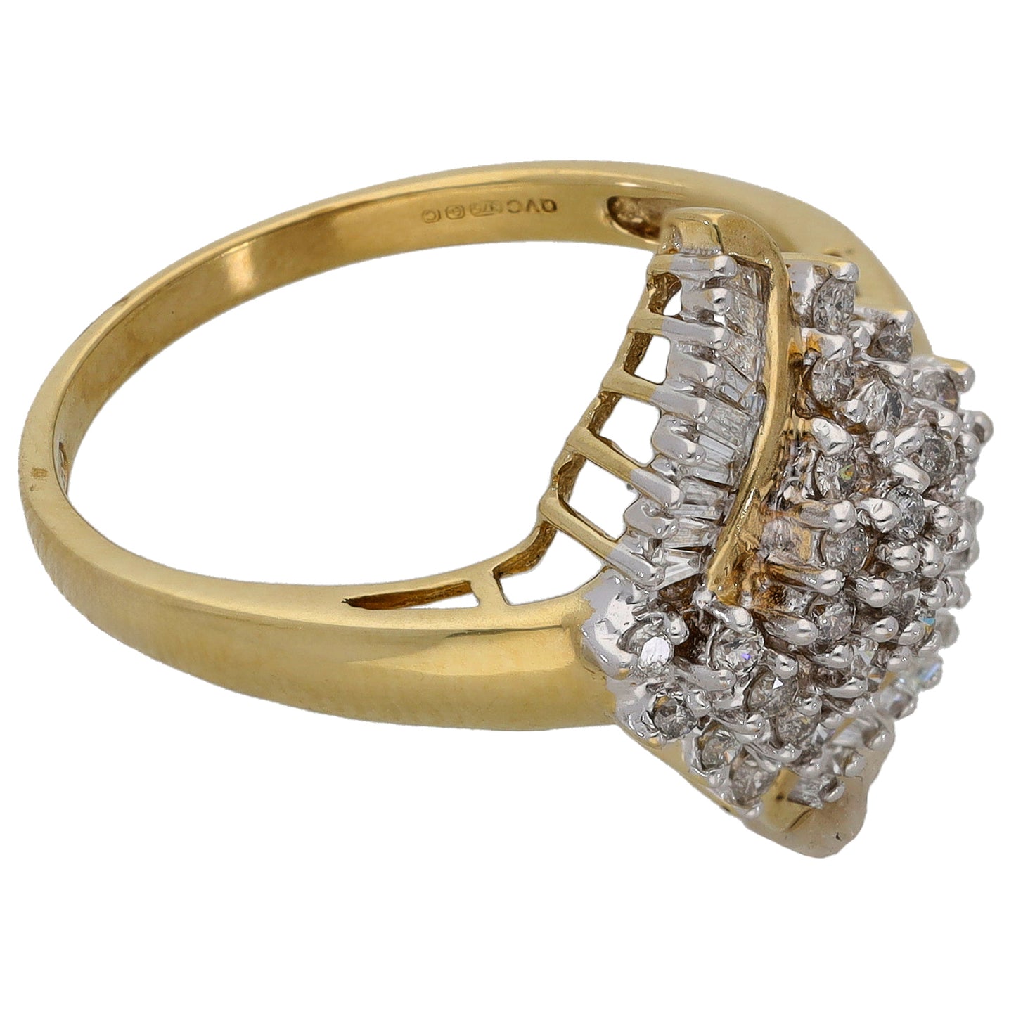 9ct Gold 0.61ct Diamond Dress/Cocktail Ring Size T