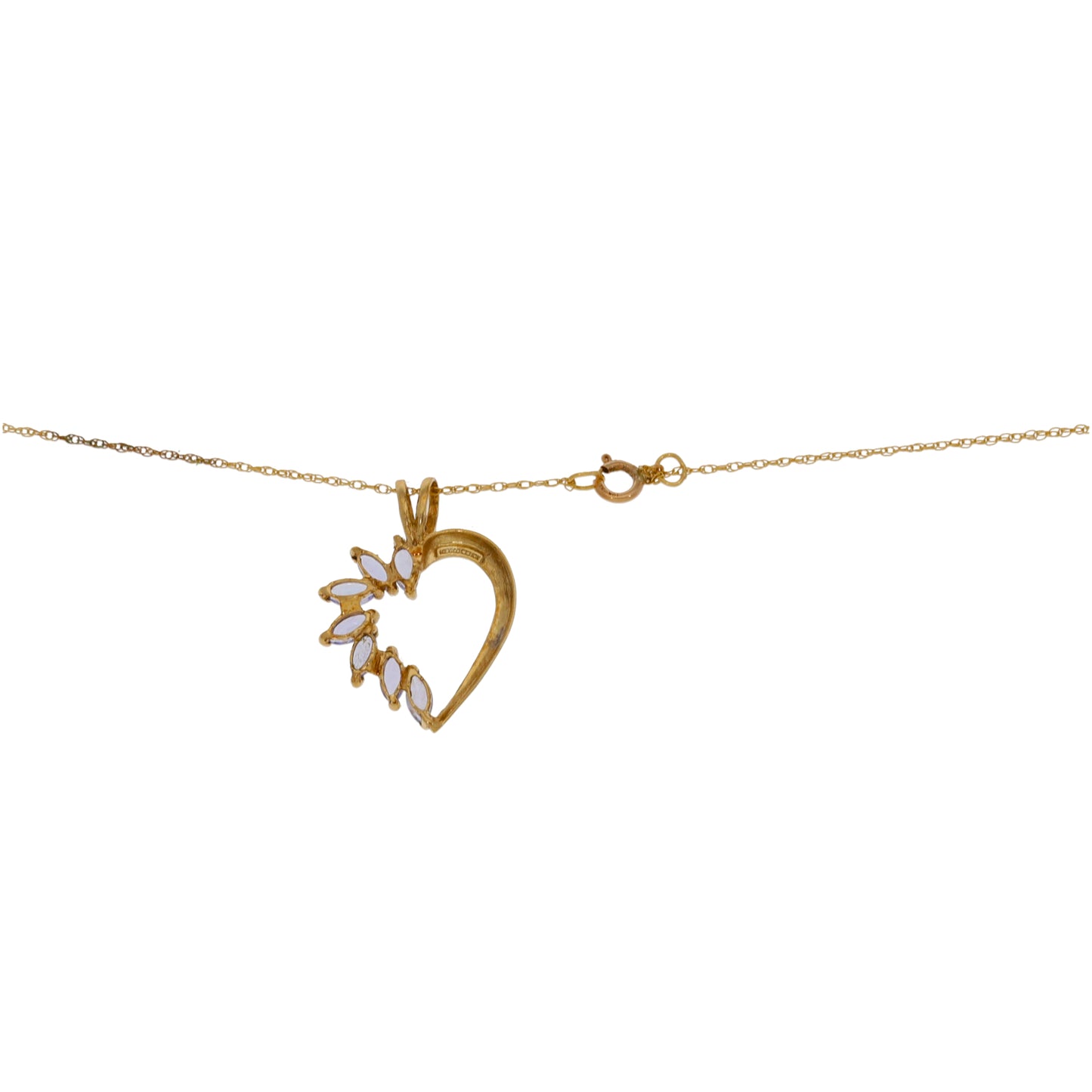 9ct Gold Tanzanite & 0.05ct Diamond Heart Pendant With Chain
