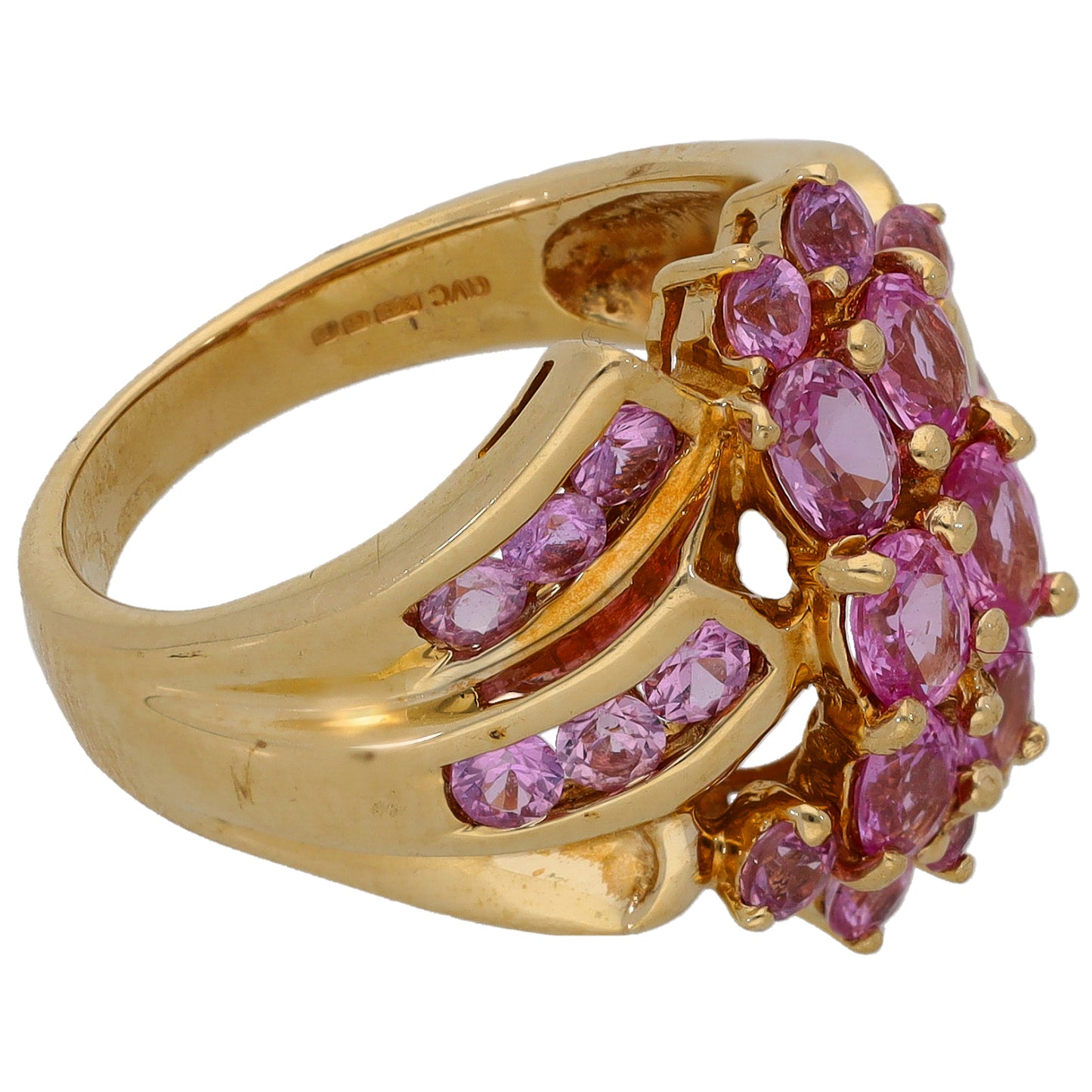 9ct Gold Pink Sapphire Dress/Cocktail Ring Size K