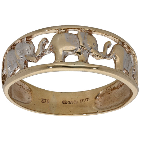 9ct Bicolour Gold Elephant Ring Size P