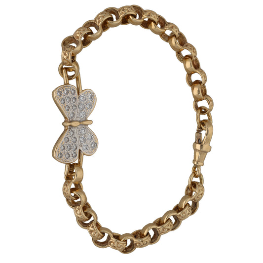 9ct Gold Cubic Zirconia Butterfly Curb Bracelet