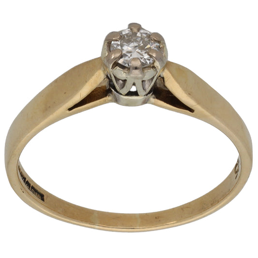 9ct Gold 0.15ct Diamond Solitaire Ring Size N