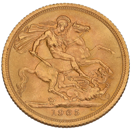 22ct Gold Queen Elizabeth II Full Sovereign Coin 1965