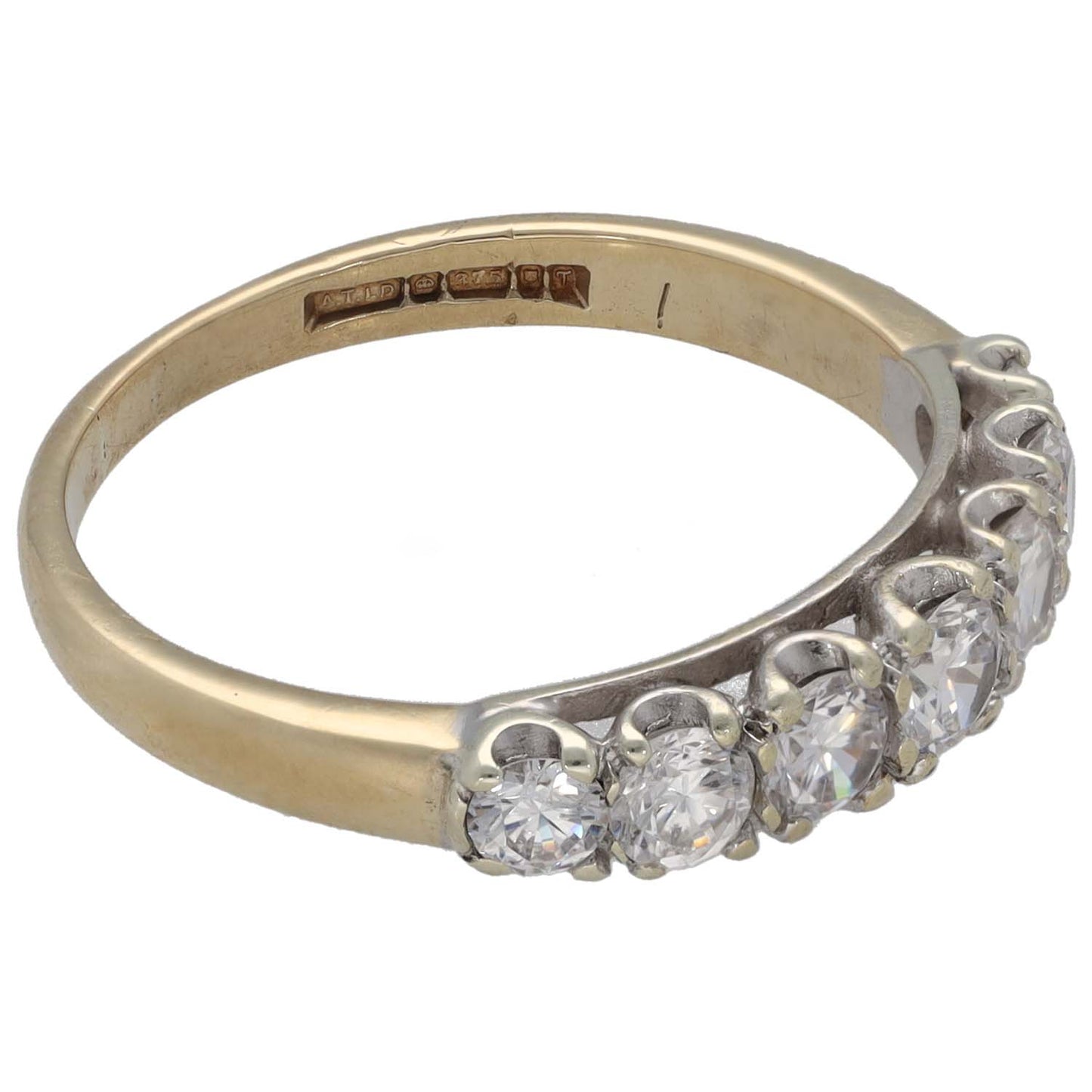9ct Gold Cubic Zirconia Half Eternity Ring Size Q