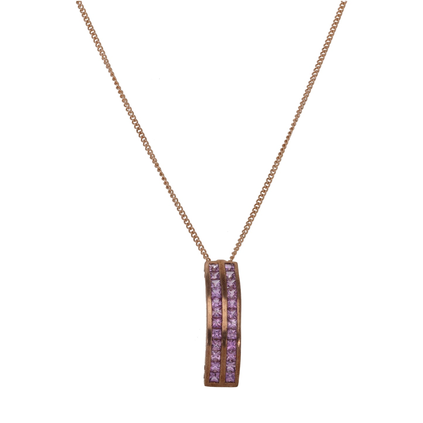 9ct Rose Gold Sapphire Dress/Cocktail Pendant With Chain