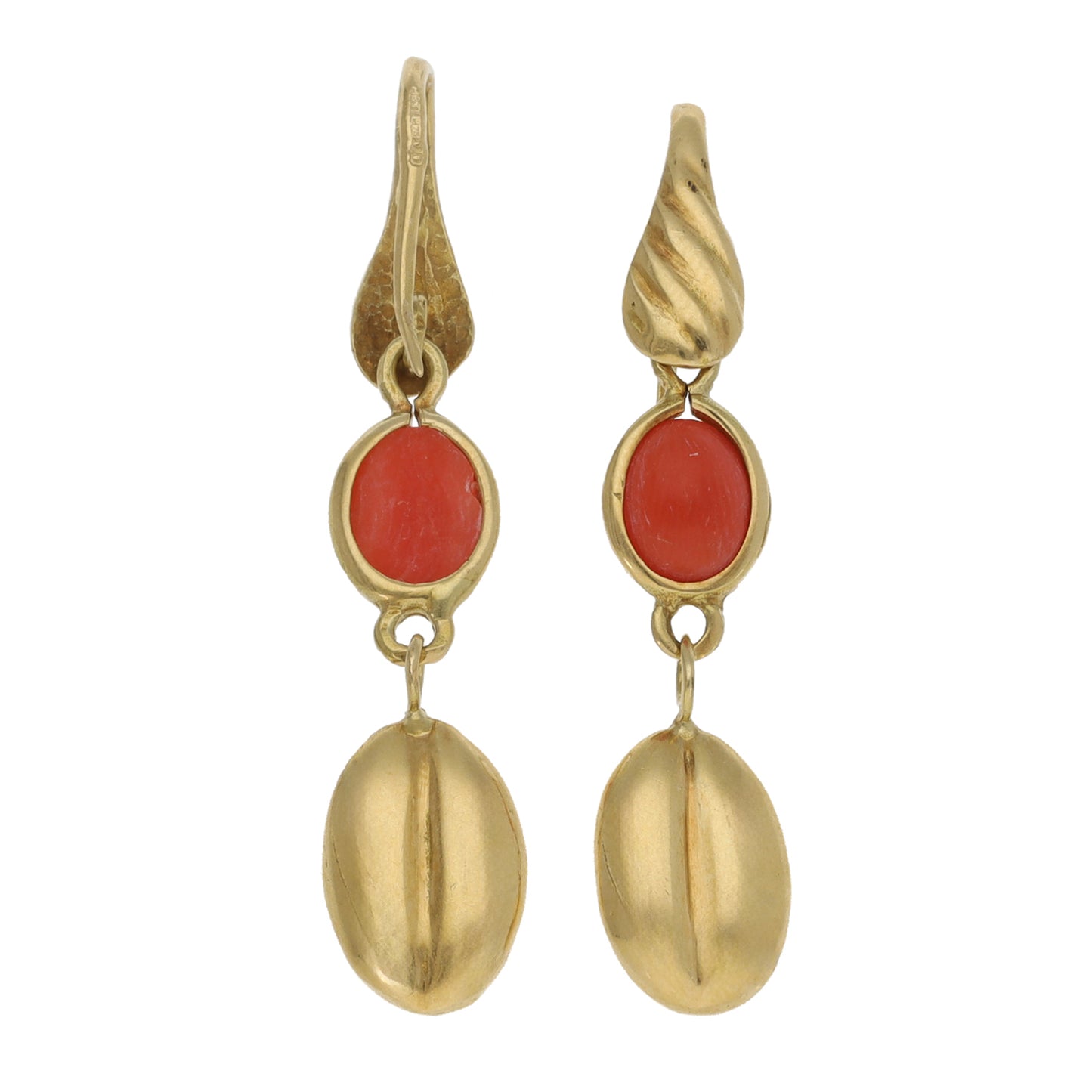 18ct Gold Coral Drop Earrings