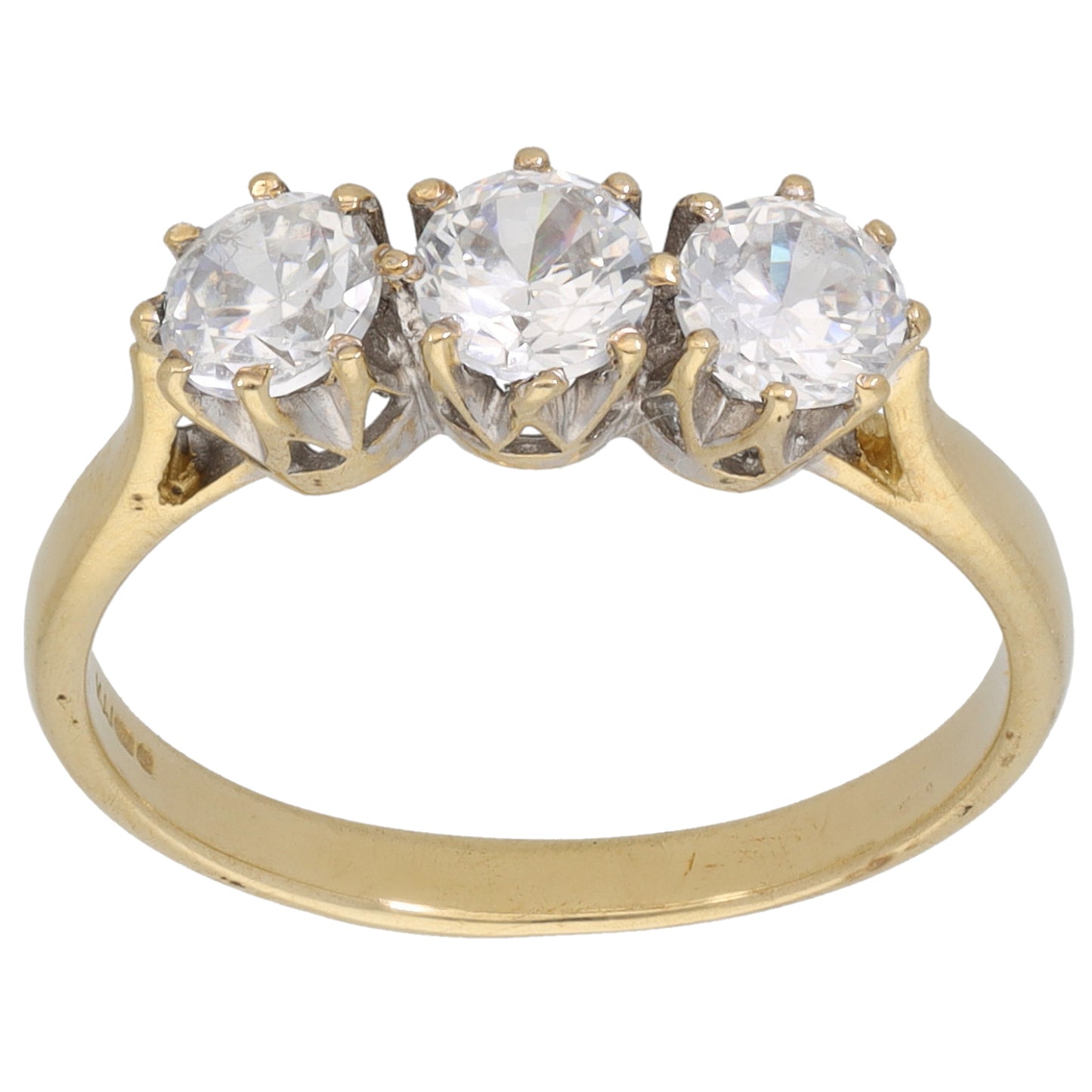9ct Gold Cubic Zirconia Trilogy Ring Size P