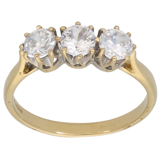 9ct Gold Cubic Zirconia Trilogy Ring Size P