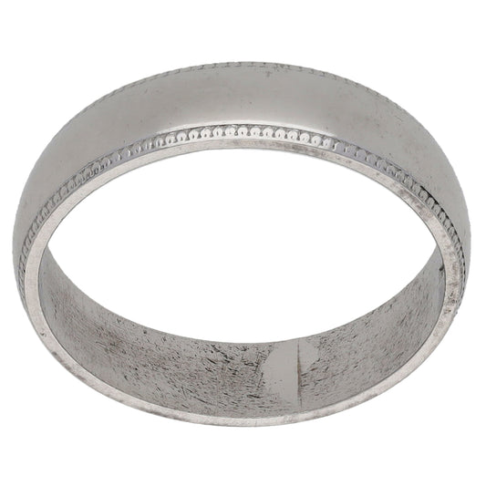 9ct White Gold Patterned Wedding Ring Size N